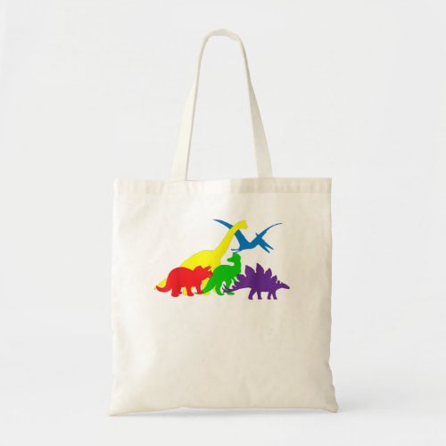 Dinosaur  in The Colors Of The Rainbow LGBT Pride Tote Bag