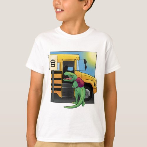 Dinosaur in the school bus design T_Shirt