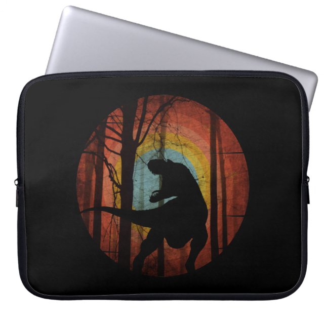 DINOSAUR  IN THE WOODS FOREST LAPTOP SLEEVE (Front)