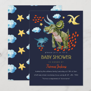 Dinosaur in watercolor Baby Shower invite. Invitation