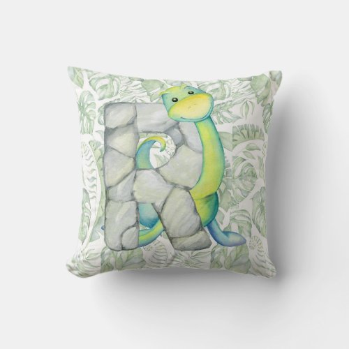 Dinosaur initial letter R Throw Pillow