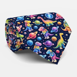 Dinosaur Intergalactic Planets Solar System Neck Tie