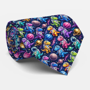 Dinosaur Intergalactic Planets Solar System Neck Tie