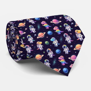 Dinosaur Intergalactic Planets Solar System Neck Tie
