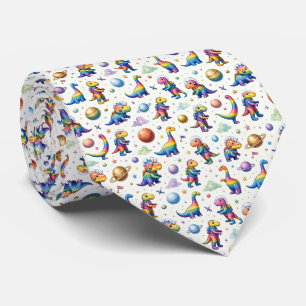 Dinosaur Intergalactic Planets Solar System Neck Tie
