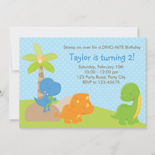 Dinosaur Invitation - Boy Birthday / Baby Shower (Front)
