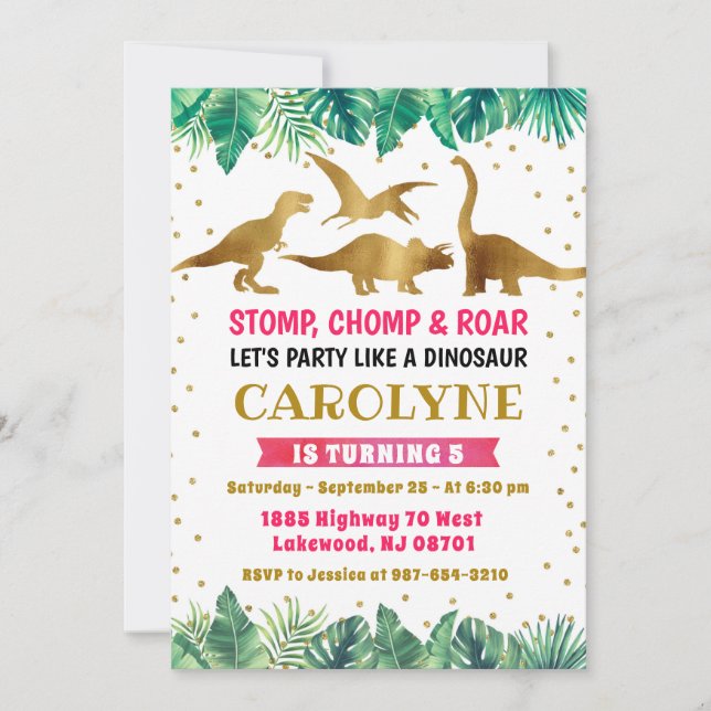 Dinosaur Invitation, Dinosaur Birthday  Invitation (Front)