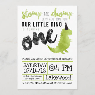 Dinosaur Invitation Stomp and Chomp First Birthday