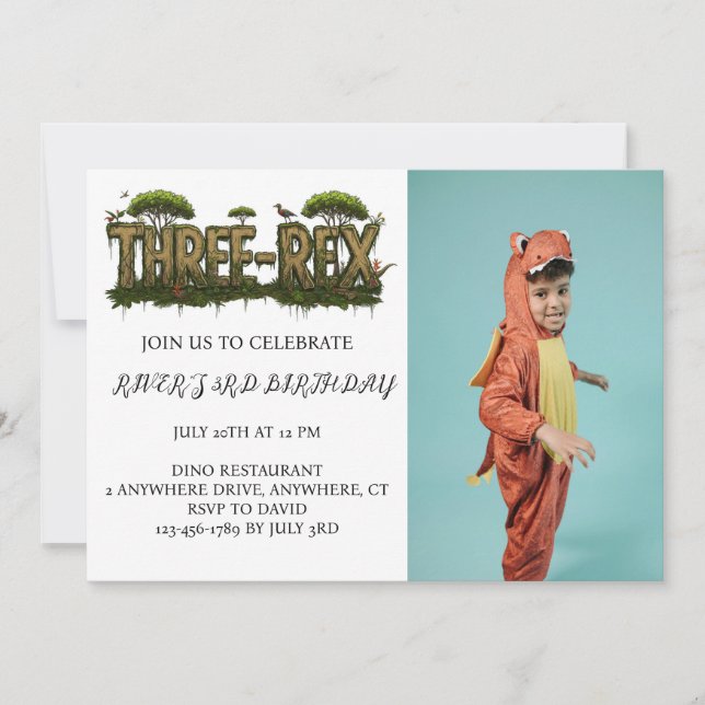 DINOSAUR INVITATION WITH PERSONALIZED PHOTO (Front)