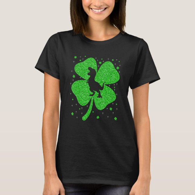 Dinosaur   Irish Shamrock Bunny St Patrick's Day T-Shirt (Front)