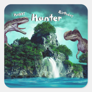 Dinosaur Island Happy Birthday Party Square Sticker
