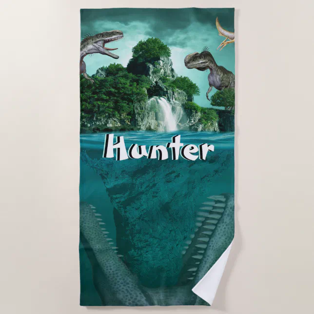 Dinosaur Island Personalized Beach Towel Zazzle