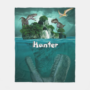 Dinosaur Island Personalized  Fleece Blanket