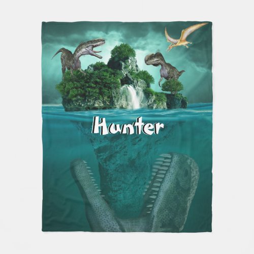 Dinosaur Island Personalized  Fleece Blanket