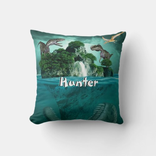 Dinosaur Island Personalized    Throw Pillow