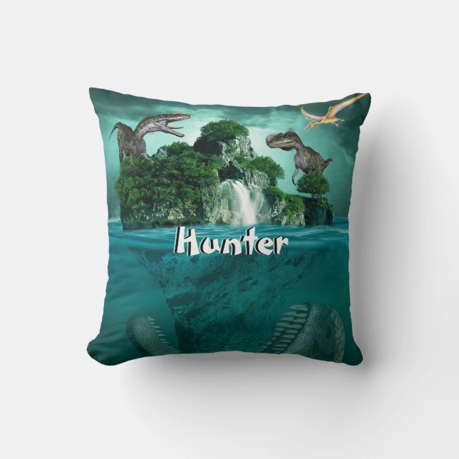 Dinosaur Island Personalized    Throw Pillow (Front)
