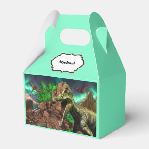 Dinosaur island pterodactyl t-rex blue favor boxes