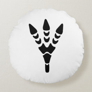 Dinosaur Isolated Footprint Round Pillow