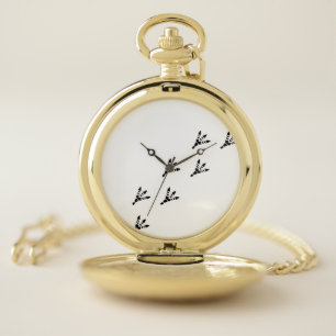 Dinosaur Isolated Footprint Trail Pocket Watch