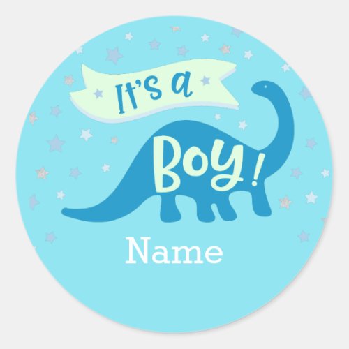 Dinosaur Its A Boy Baby Shower Sticker