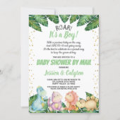 Dinosaur It's a Boy Baby Shower By Mail Invitation (Front)