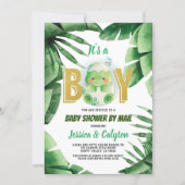 Dinosaur It's a Boy Baby Shower By Mail Invitation (Front)