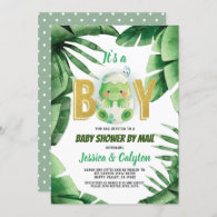 Dinosaur It's a Boy Baby Shower By Mail Invitation