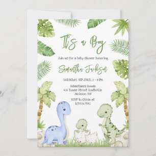 Dinosaur It's A Boy Baby Shower Invitation