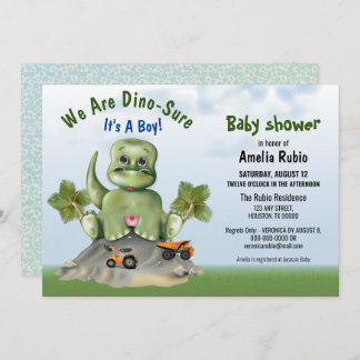 Dinosaur It's A Boy Baby Shower Invitation