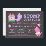 Dinosaur Joint Birthday Invitation for Girls<br><div class="desc">All designs are © Happy Panda Print</div>