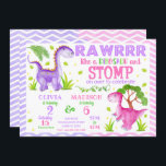 Dinosaur Joint Birthday Invitation for Girls<br><div class="desc">All designs are © Happy Panda Print</div>