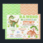 Dinosaur Joint Birthday Invitation for Siblings<br><div class="desc">All designs are © Happy Panda Print</div>