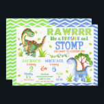 Dinosaur Joint Birthday Invitation for Siblings<br><div class="desc">All designs are © Happy Panda Print</div>