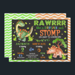 Dinosaur Joint Birthday Invitation for Siblings<br><div class="desc">All designs are © Happy Panda Print</div>