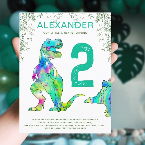 Dinosaur jungle 2nd Birthday Party Budget  Invitation Postcard