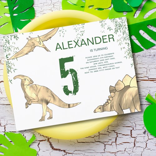 Dinosaur Jungle 5th Birthday Party budget  Invitation Postcard