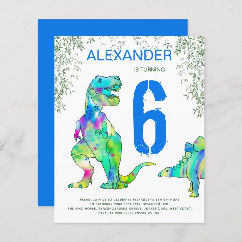 Dinosaur jungle 6th Birthday Party blue Budget