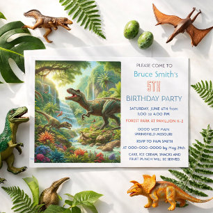 Dinosaur Jungle Birthday for Boys Age 5 Invitation