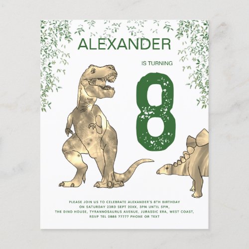 Dinosaur jungle Birthday Party budget Flyer