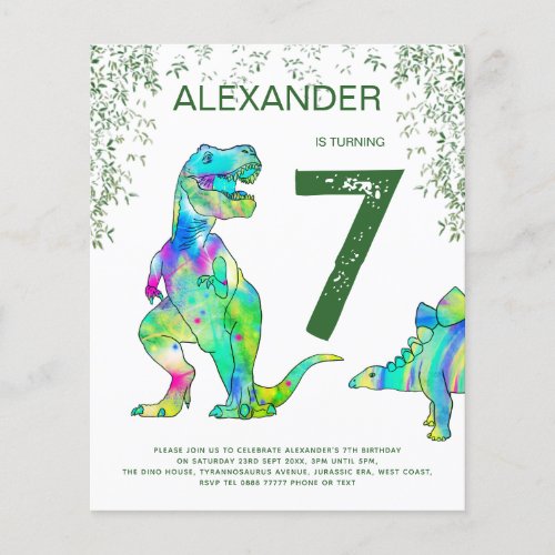 Dinosaur jungle Birthday Party Budget Flyer