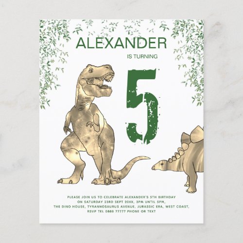 Dinosaur jungle Birthday Party Budget Invitation F Flyer