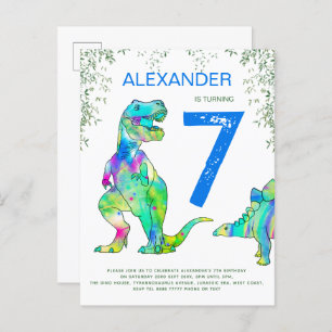Dinosaur jungle Birthday Party budget Invitation Postcard