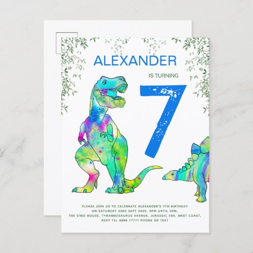 Dinosaur jungle Birthday Party budget Invitation Postcard