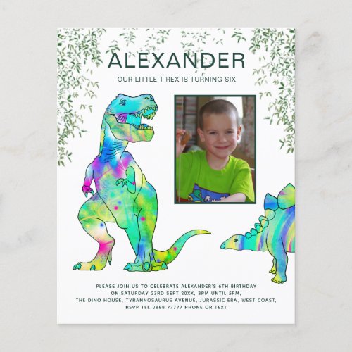 Dinosaur Jungle birthday party photo Invitation Flyer