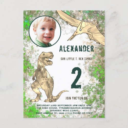 Dinosaur jungle Birthday Party Photo Invitation Postcard