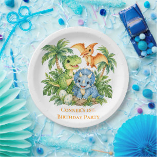 Dinosaur Jungle Boy 1st. Birthday Party Paper Plates