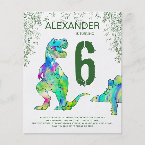dinosaur jungle boys Birthday party Budget  Flyer