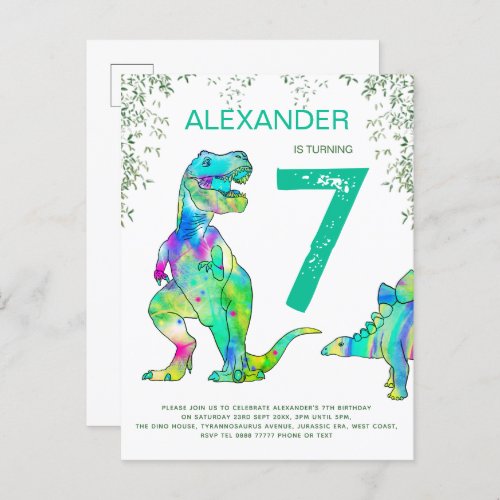 Dinosaur jungle boys Birthday Party budget Invitation Postcard