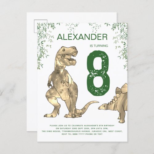 Dinosaur jungle boys Birthday Party budget Invitation Postcard