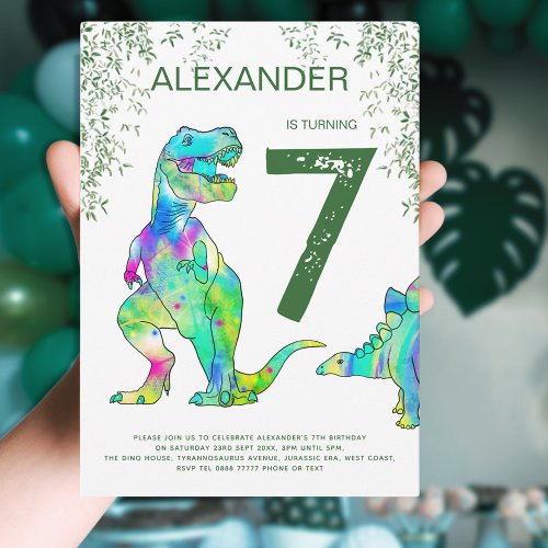 Dinosaur jungle boys Birthday Party green Invitation